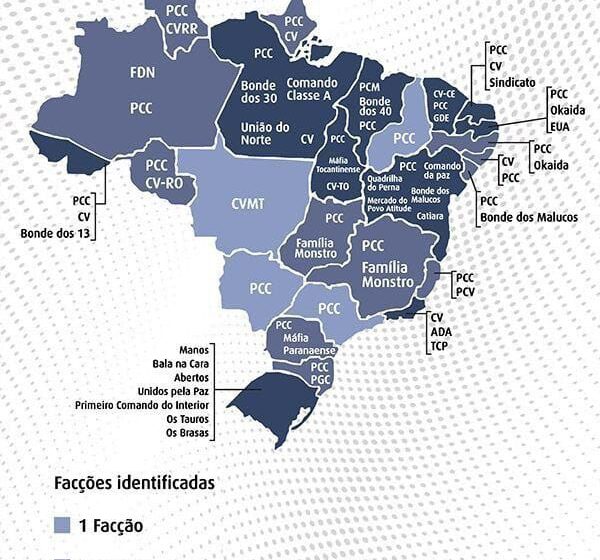 Mapa do Brasil mostrando expansão do PCC e CV contra McDonald's