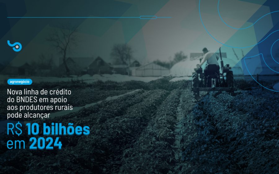 Operador agrícola usando tecnologia no campo para acessar nova linha de crédito agro.