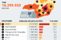 Mapa de Minas Gerais com 11 silhuetas de candidatos ao governo estadual