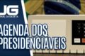 Mapa do Brasil com rotas de 13 presidenciáveis em campanha no Nordeste, Sudeste e Sul em 24/09