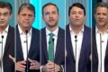 Eleitor indeciso diante de urna eletrônica com números de candidatos para governador de SP