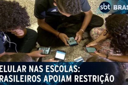 Celular com alerta de segurança representando 81% dos brasileiros alvos de golpes digitais