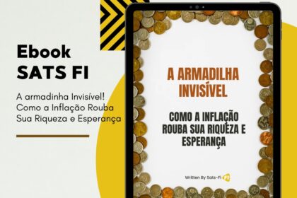 Pessoa estressada olhando contas e calculadora com gráfico de juros compostos crescendo exponencialmente