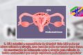 Mulher segurando dispositivo intrauterino hormonal com símbolo de plano de saúde ao fundo