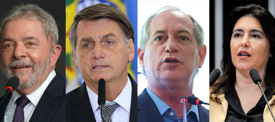 Collage de nove candidatos à Presidência em diferentes atos de campanha nesta segunda-feira