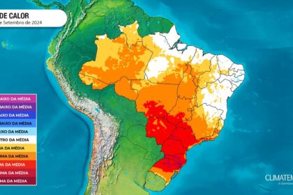 Mapa de Mato Grosso com 66 municípios em alerta vermelho de calor extremo acima de 40°C
