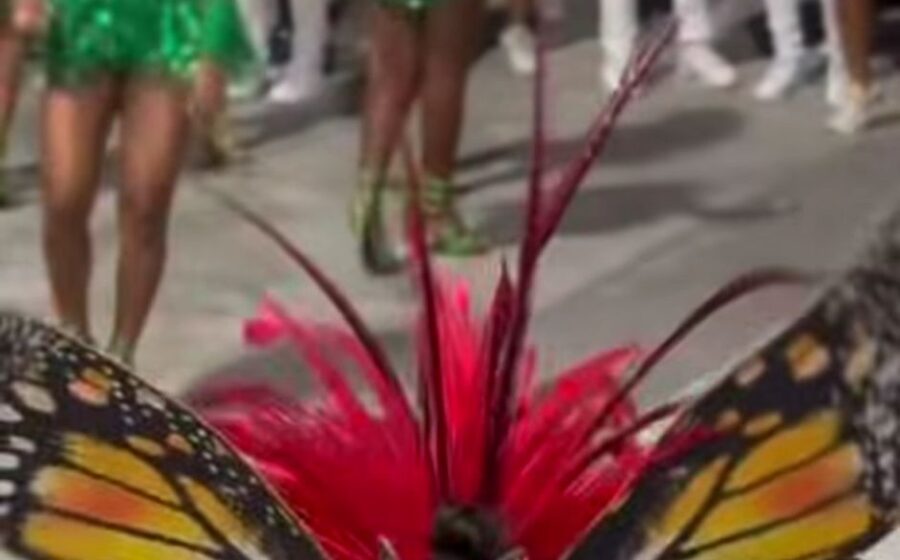 Anitta coroada rainha de bateria da Grande Rio em evento diurno na quadra em Duque de Caxias