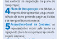 Sede da Apex Partners com documentos de recuperação judicial e logo do BTG Pactual ao fundo