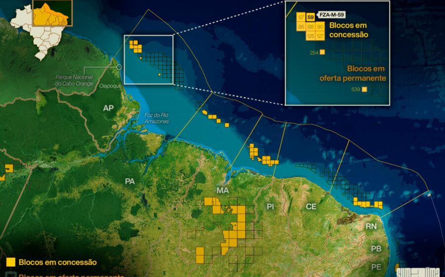 Plataforma de petróleo em águas ultraprofundas na Foz do Amazonas, Brasil