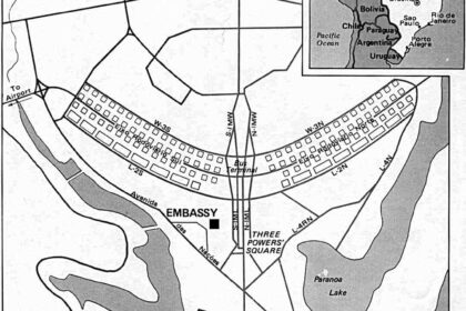Vista aérea de Brasília mostrando congestionamento e alagamento no Plano Piloto e cidades satélites