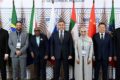 Líderes dos 11 países do Brics na 18ª Cúpula em Nova Délhi assinando declaração conjunta