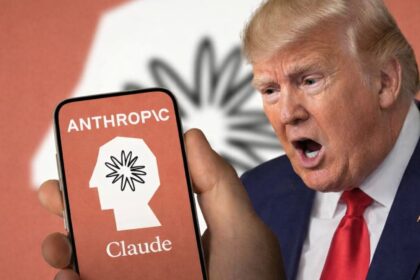 Dario Amodei e Donald Trump sentados à mesa em jantar privado sobre regulação de IA