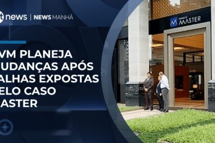 Sede da CVM no Rio de Janeiro com logotipo oficial, céu nublado simbolizando pressão institucional sobre autarquia