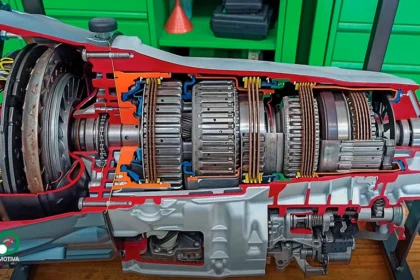 Câmbio automático AL4/DP0 exposto em oficina, modelo problemático em Peugeot 206