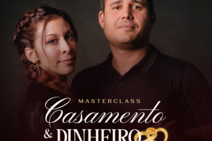 Casal discutindo finanças com documentos e calculadora, representando disparidade patrimonial e planejamento financeiro no casamento