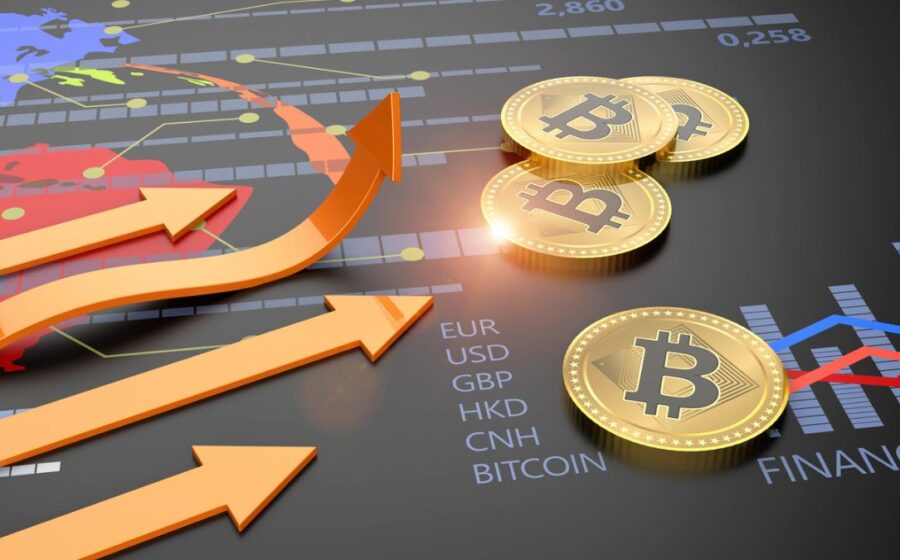 Olho de vigilância sobre Bitcoin com bandeira da China, simbolizando rastreamento de criptoativos e fim do anonimato