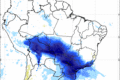 Mapa meteorológico do Rio Grande do Sul mostrando alerta de ciclone, temporais e ventos acima de 90 km/h
