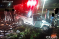 Local do acidente fatal na SP-333 em Itápolis: carro destruído após colidir com carreta no km 168