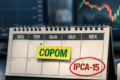 Gráfico da taxa Selic e indicadores econômicos brasileiros com destaque para Copom e IPCA-15