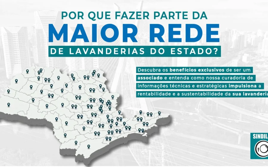 Interior de lavanderia de autoatendimento em São Paulo com fileiras de máquinas de lavar e secar modernas