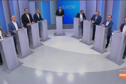 Quatro candidatos a governador de SC em debate televisivo na NSC TV Florianópolis