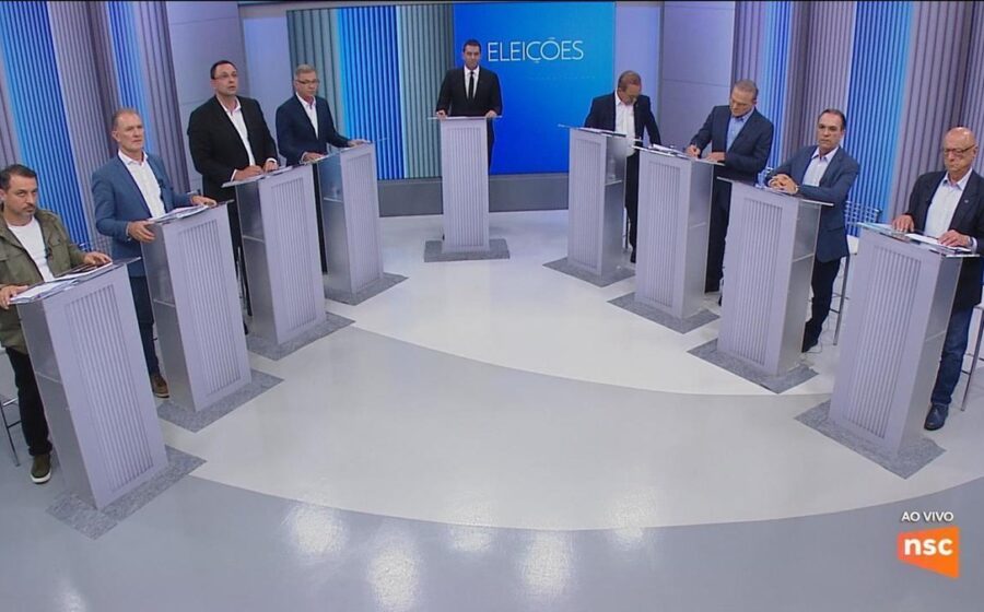 Quatro candidatos a governador de SC em debate televisivo na NSC TV Florianópolis