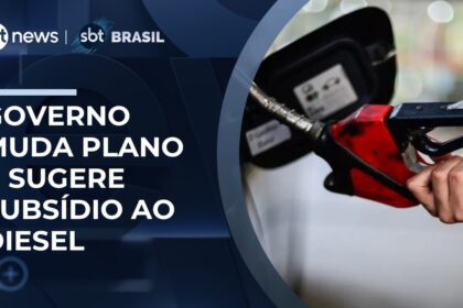 Bomba de combustível diesel com preço destacado e selo do Ministério da Fazenda