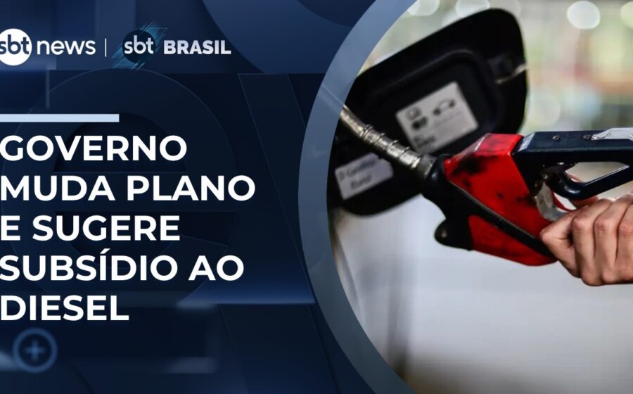 Bomba de combustível diesel com preço destacado e selo do Ministério da Fazenda