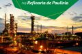 Refinaria Replan em Paulínia com tanques de armazenamento e estrutura industrial ao pôr do sol