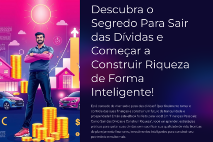 Ilustração conceitual: balança equilibrando dívida boa (ativos) e dívida ruim (consumo), com setas de fluxo de caixa positivo e negativo