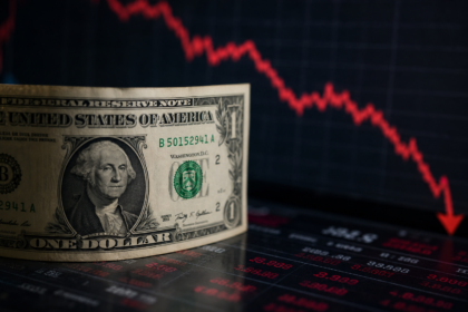 Tela de cotações mostra dólar a R$ 5,19 e Ibovespa em queda forte
