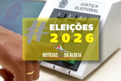 Eleitor usando smartphone para justificar voto ausente nas eleições 2026 pelo app e-Título