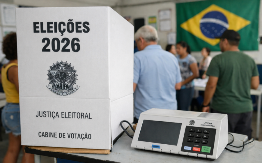 Eleitor vota na urna eletrônica nas Eleições 2026 com seis cargos em sequência