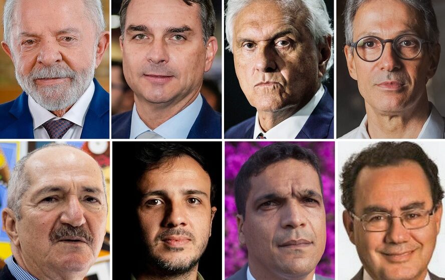 Collage dos 8 candidatos ao governo do Paraná nas eleições 2026, incluindo Sergio Moro, Sandro Alex e Requião Filho