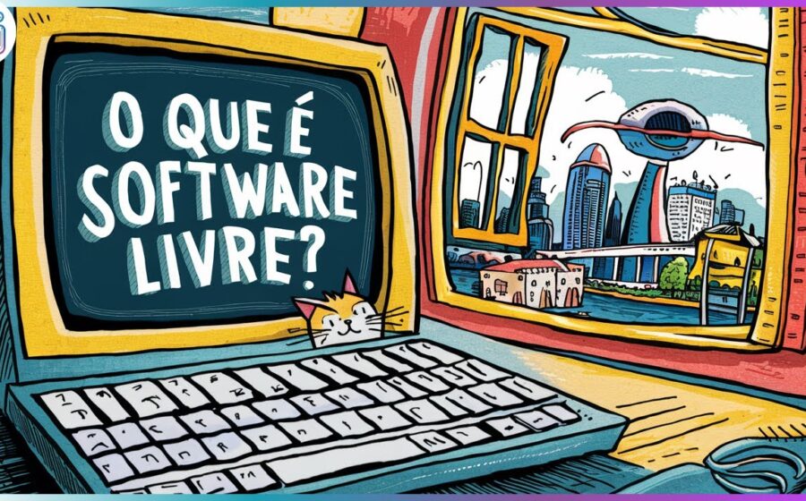 Bandeiras da França e Brasil com ícones de software livre e nuvem representando soberania digital