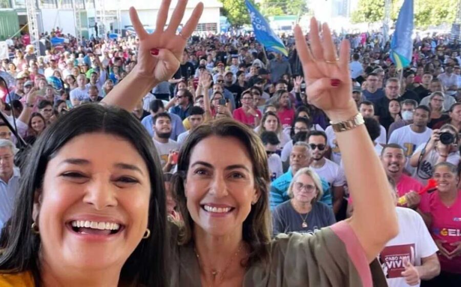 Roberta Arraes e Raimundo Pimentel em evento de inauguração do Hospital de Câncer do Sertão em Araripina