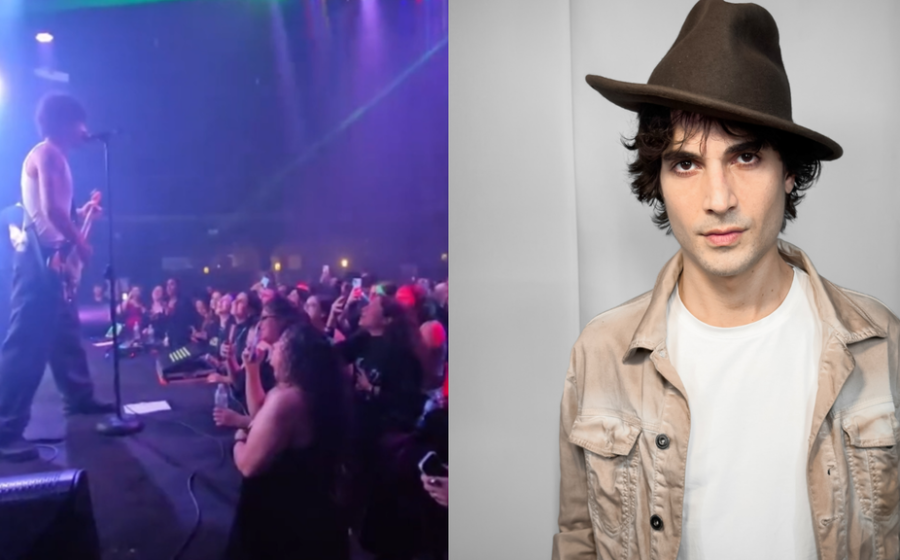 Fiuk no palco anunciando volta da banda Hori em show para 67 pessoas em Campinas