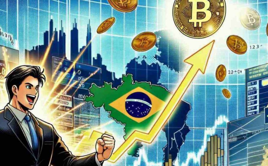 Logotipo Franklin Templeton com bandeiras do Brasil, EUA e Índia e símbolos de criptomoedas representando lançamento de ETFs