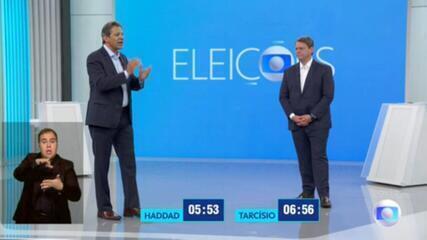 Fernando Haddad e Tarcísio de Freitas em estúdio da Globo para sabatinas eleitorais 2026