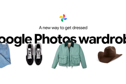 Tela do Google Fotos mostrando aba Guarda-roupa virtual com avatar e peças de roupa identificadas por IA