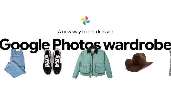 Tela do Google Fotos mostrando aba Guarda-roupa virtual com avatar e peças de roupa identificadas por IA