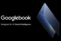 Notebook Googlebook aberto exibindo interface do Gemini AI no ChromeOS
