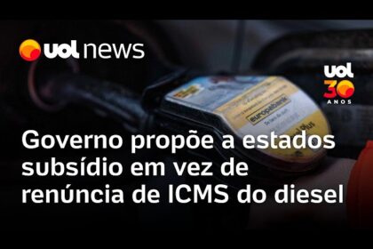 Bomba de diesel em posto de combustível no Brasil com preço destacado