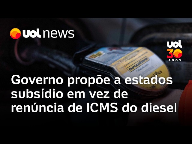 Bomba de diesel em posto de combustível no Brasil com preço destacado