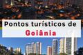 Guia turístico em Goiânia apresentando roteiro Art Déco com bougainvilles ao fundo