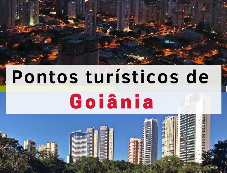 Guia turístico em Goiânia apresentando roteiro Art Déco com bougainvilles ao fundo
