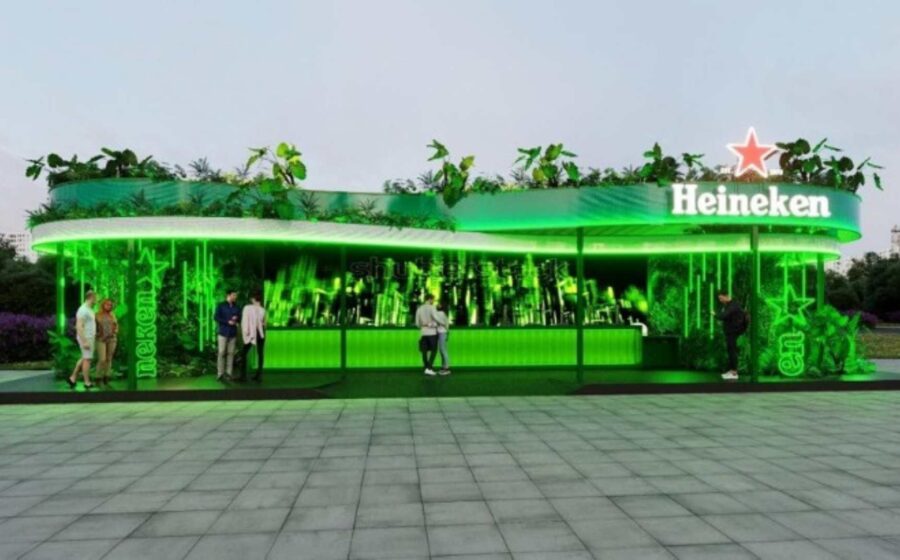 Logotipo da Heineken ao lado da marca Rock in Rio com símbolo de fim de parceria após 15 anos