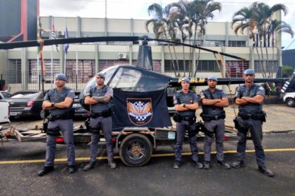Helicóptero Robinson R66 apreendido na Operação Sanakay contra pirâmide de R$ 500 mi
