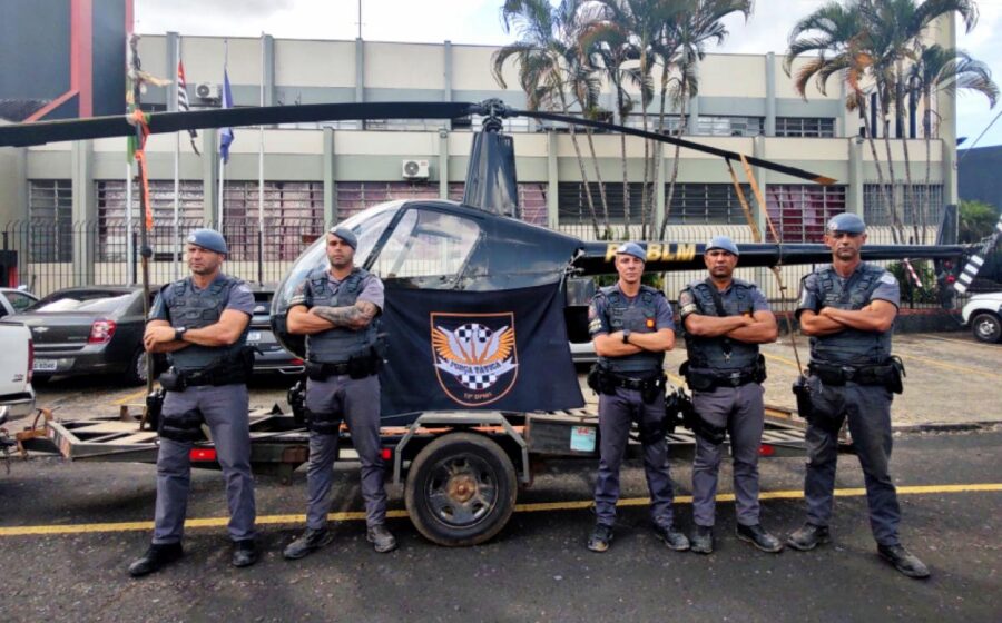 Helicóptero Robinson R66 apreendido na Operação Sanakay contra pirâmide de R$ 500 mi
