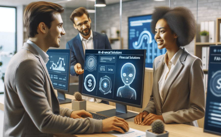 Robô de IA analisa documentos jurídicos enquanto advogados observam, simbolizando automação em grandes bancas